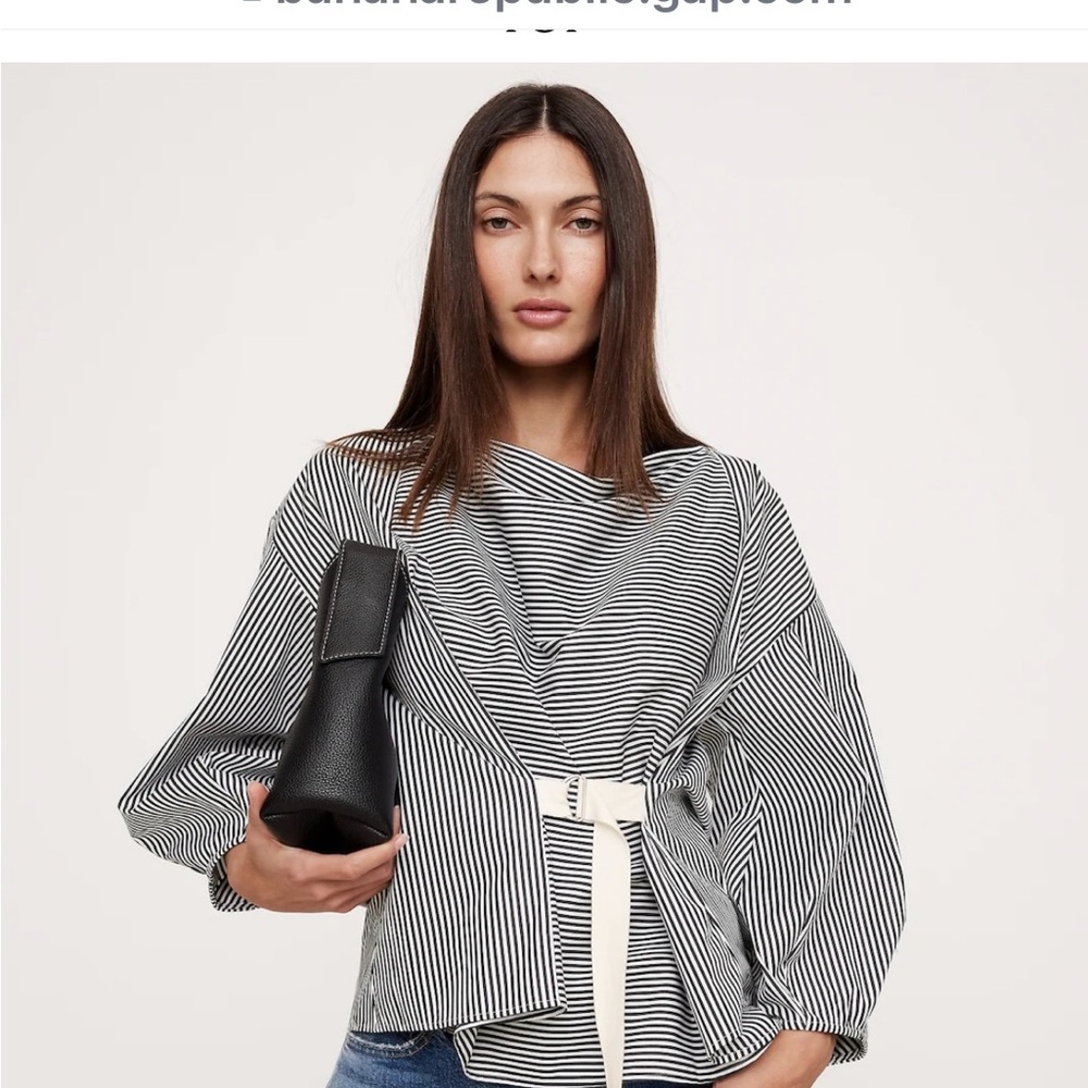 NWT Banana Republic Black and White Striped Blouse